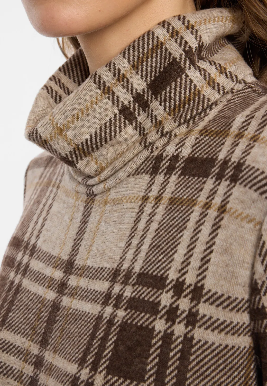 Ana Alcazar Eveli midi abito tubino quadri collo alto