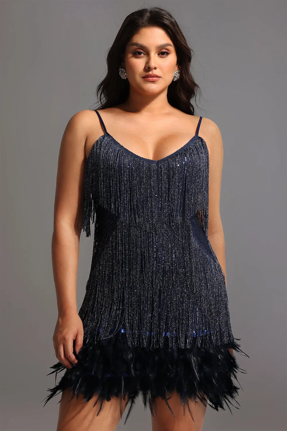 Bella Barnett Kamo mini abito nero frange paillettes