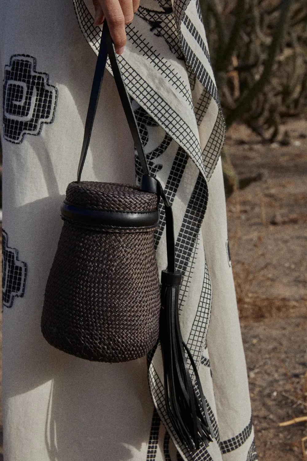 Johanna Ortiz The Provider Mochila borsa paglia nera tracolla