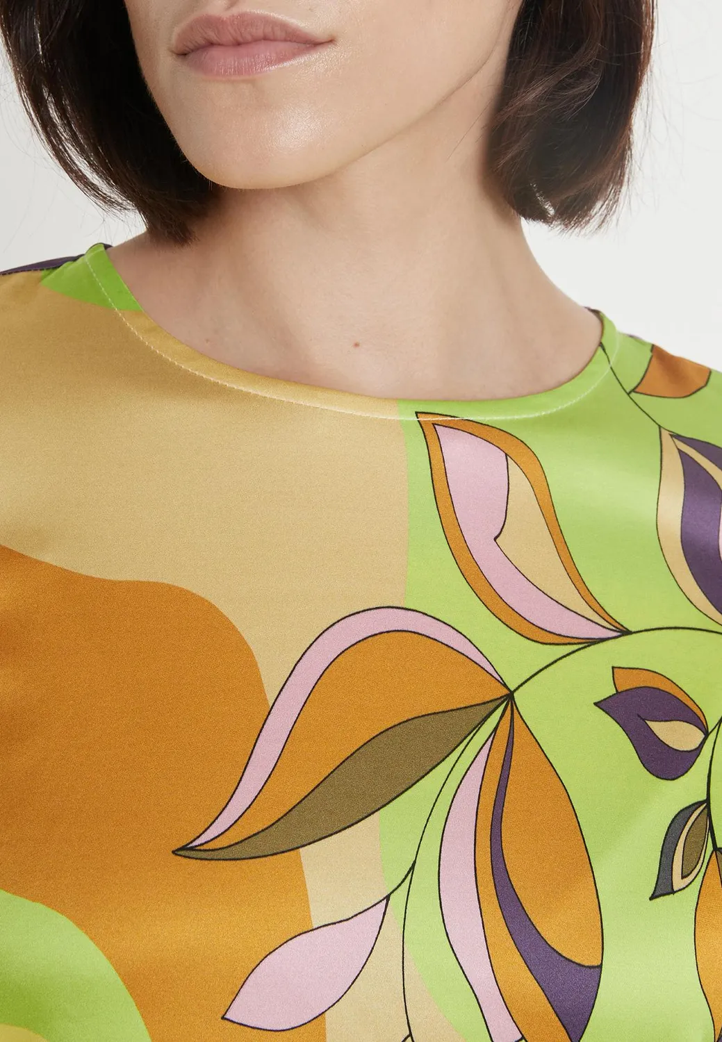 Ana Alcazar Peary mini abito satin foglie pastello