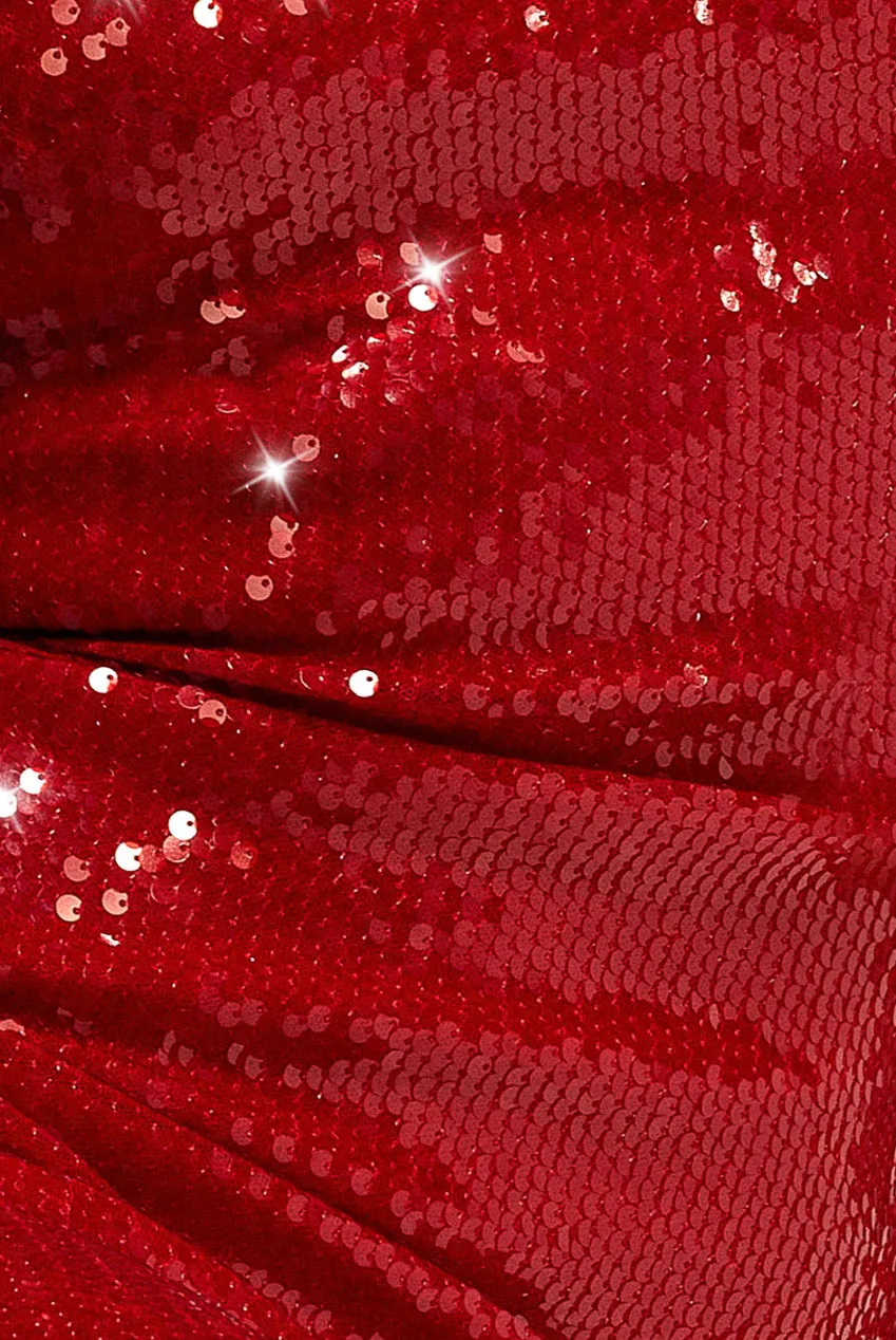 Goddiva Sequin Mermaid abito rosso 10 paillettes maxi