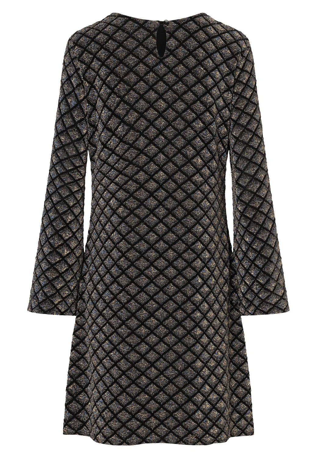 Ana Alcazar Enalux abito lurex nero rombi verde oro