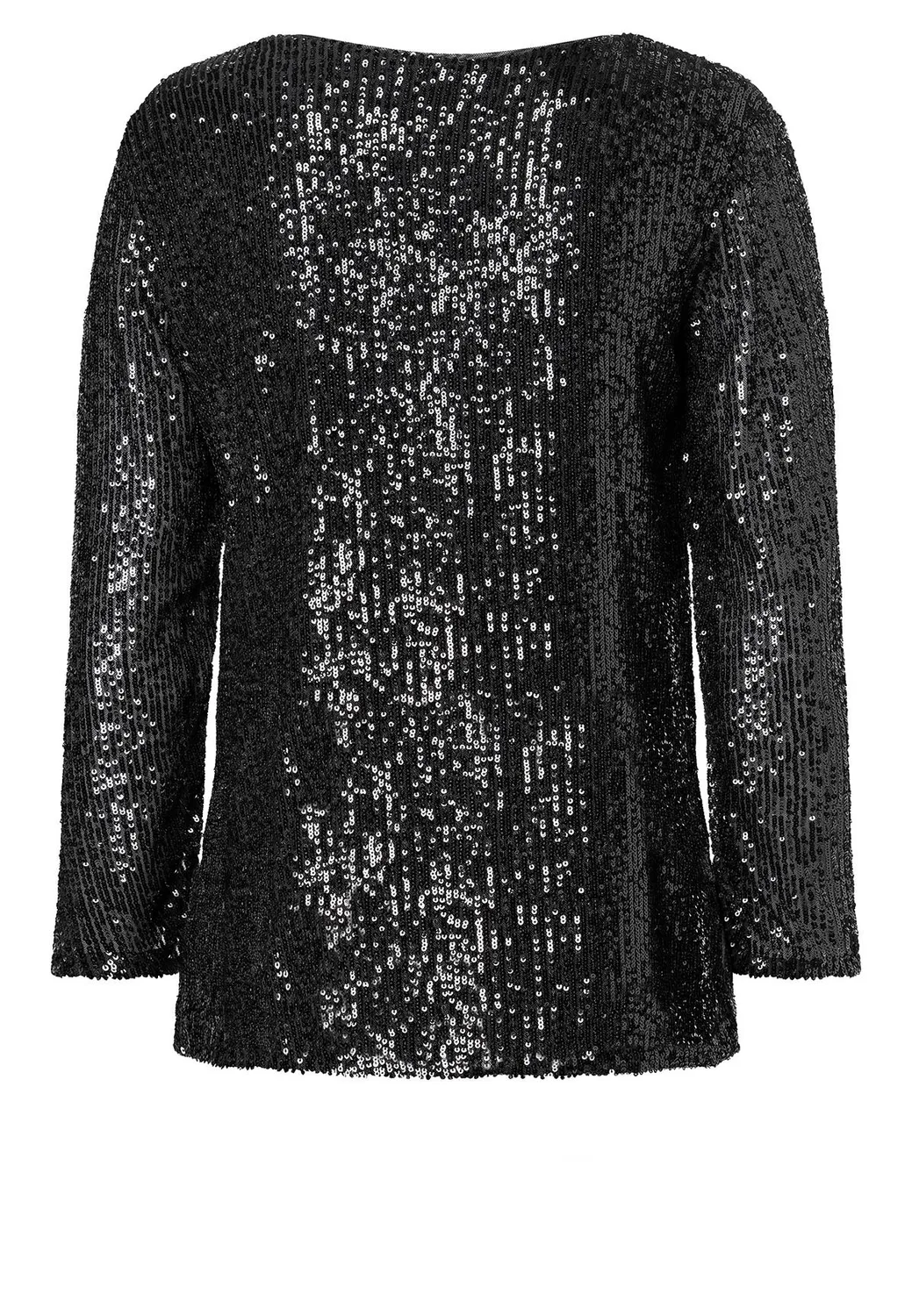 Ana Alcazar Saloa top nero paillettes maniche 7/8