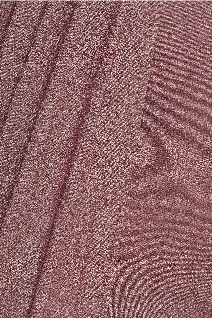 Goddiva Front Crossover Lurex Split Maxi abito rosa scollo V