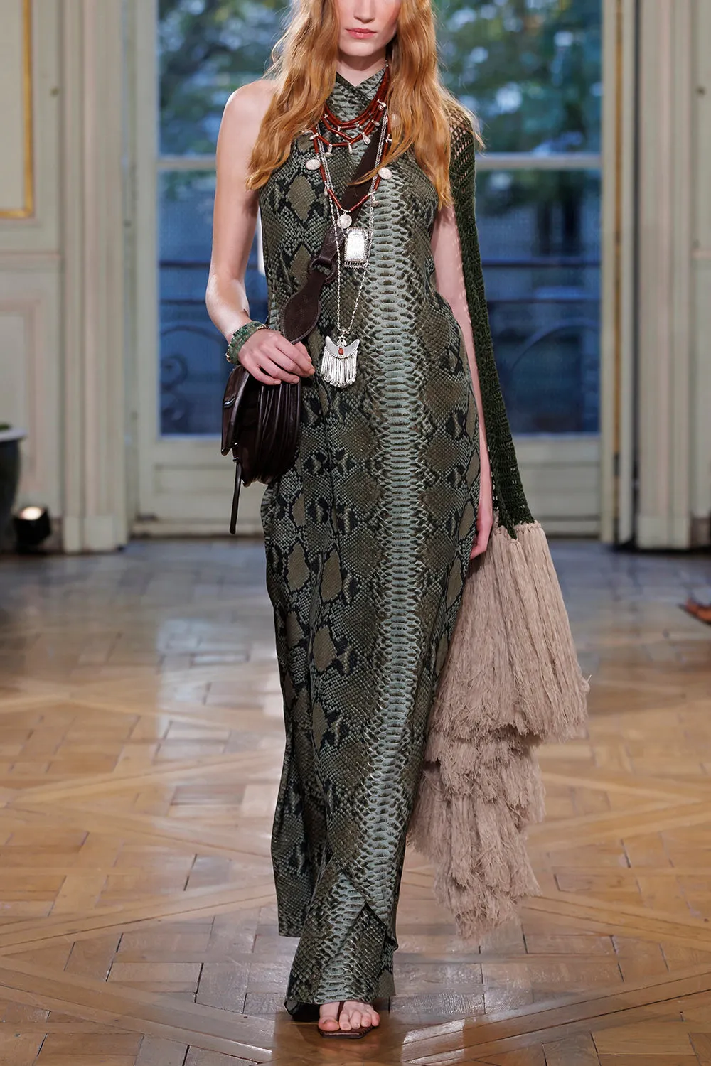 Johanna Ortiz Silent Water top seta verde stampa