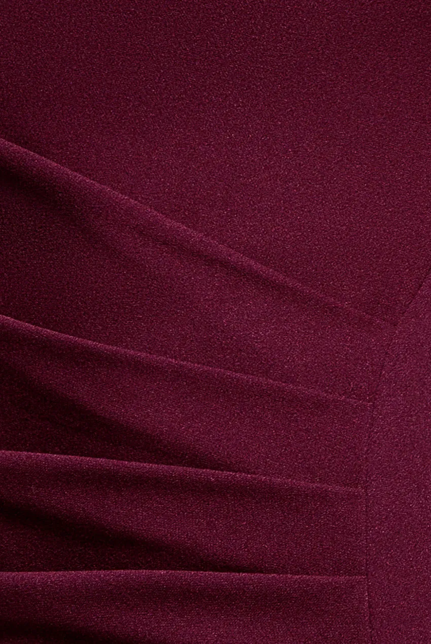 Goddiva Cap Sleeve abito maxi prugna plissettato scuba