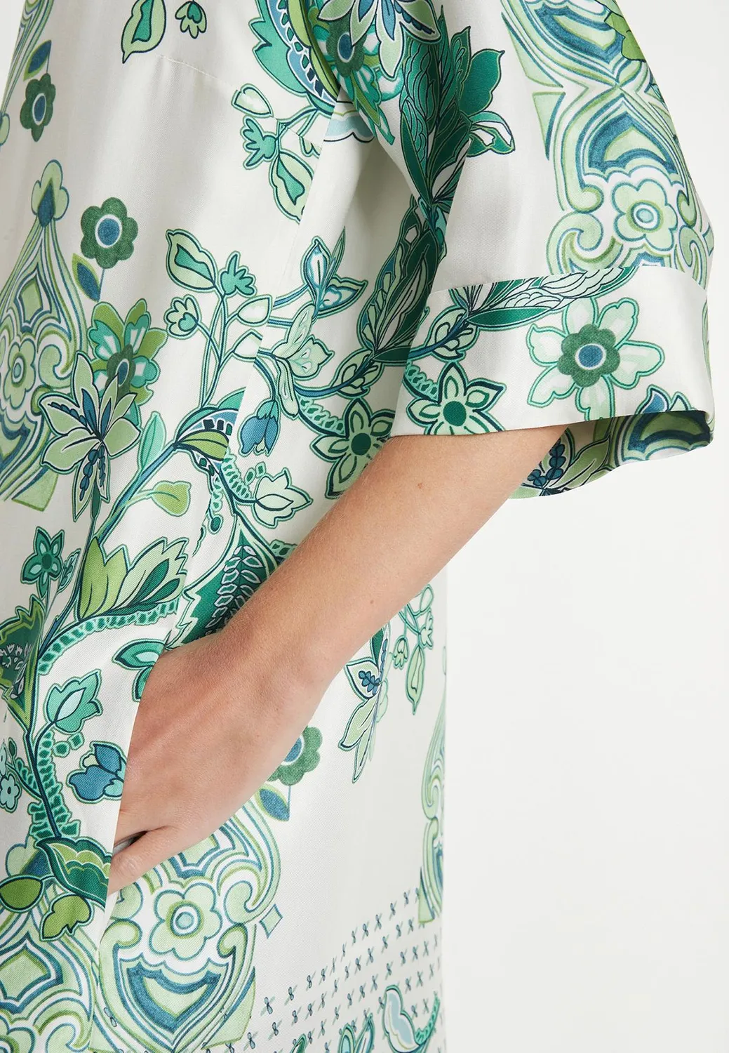 Ana Alcazar Lasara abito midi verde foglie chemisier
