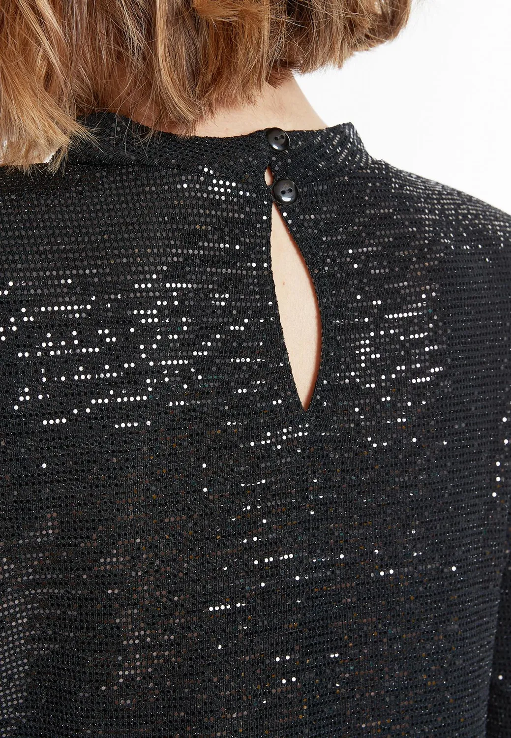 Ana Alcazar Sagala abito paillettes nero corto