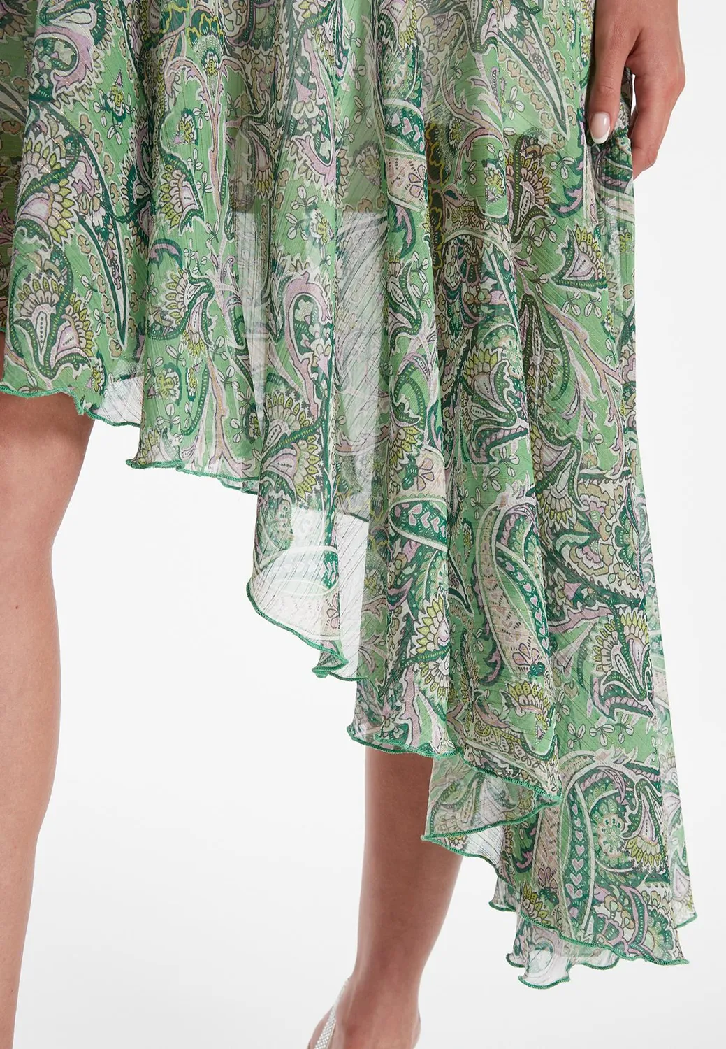 Ana Alcazar Zesara abito chiffon verde balze