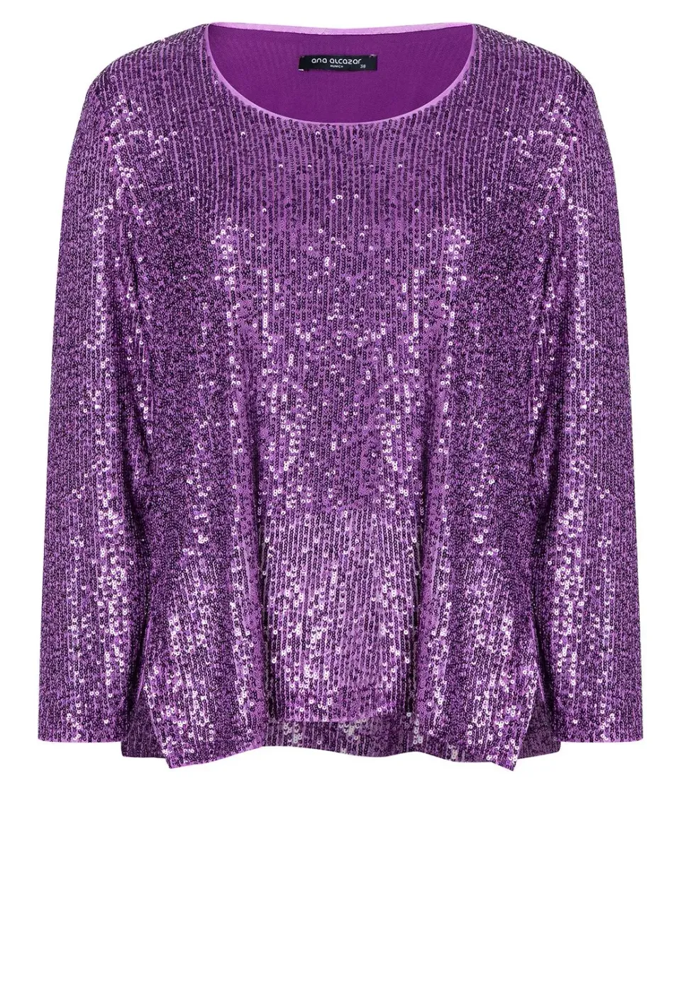 Ana Alcazar Salora top paillettes viola manica 7/8