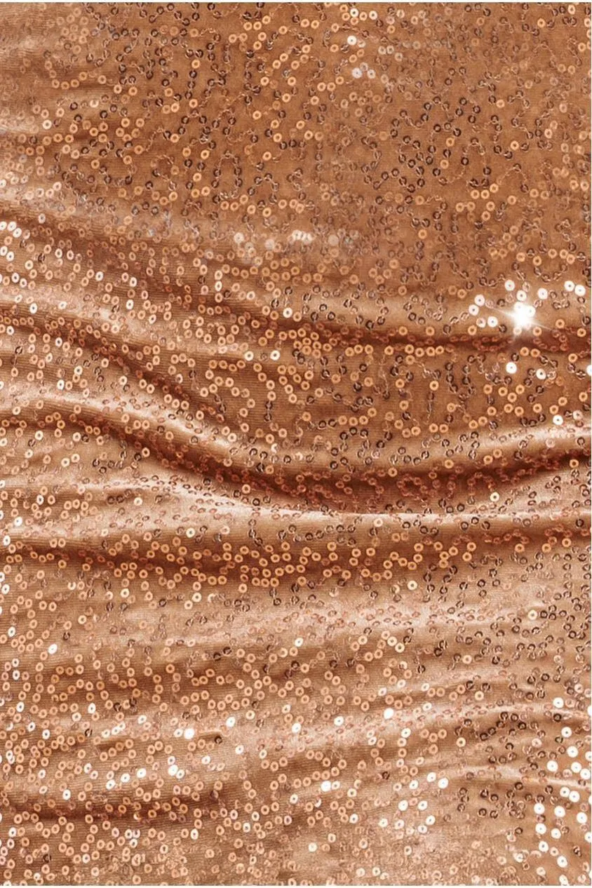 Goddiva DR3610 abito midi champagne paillettes velluto