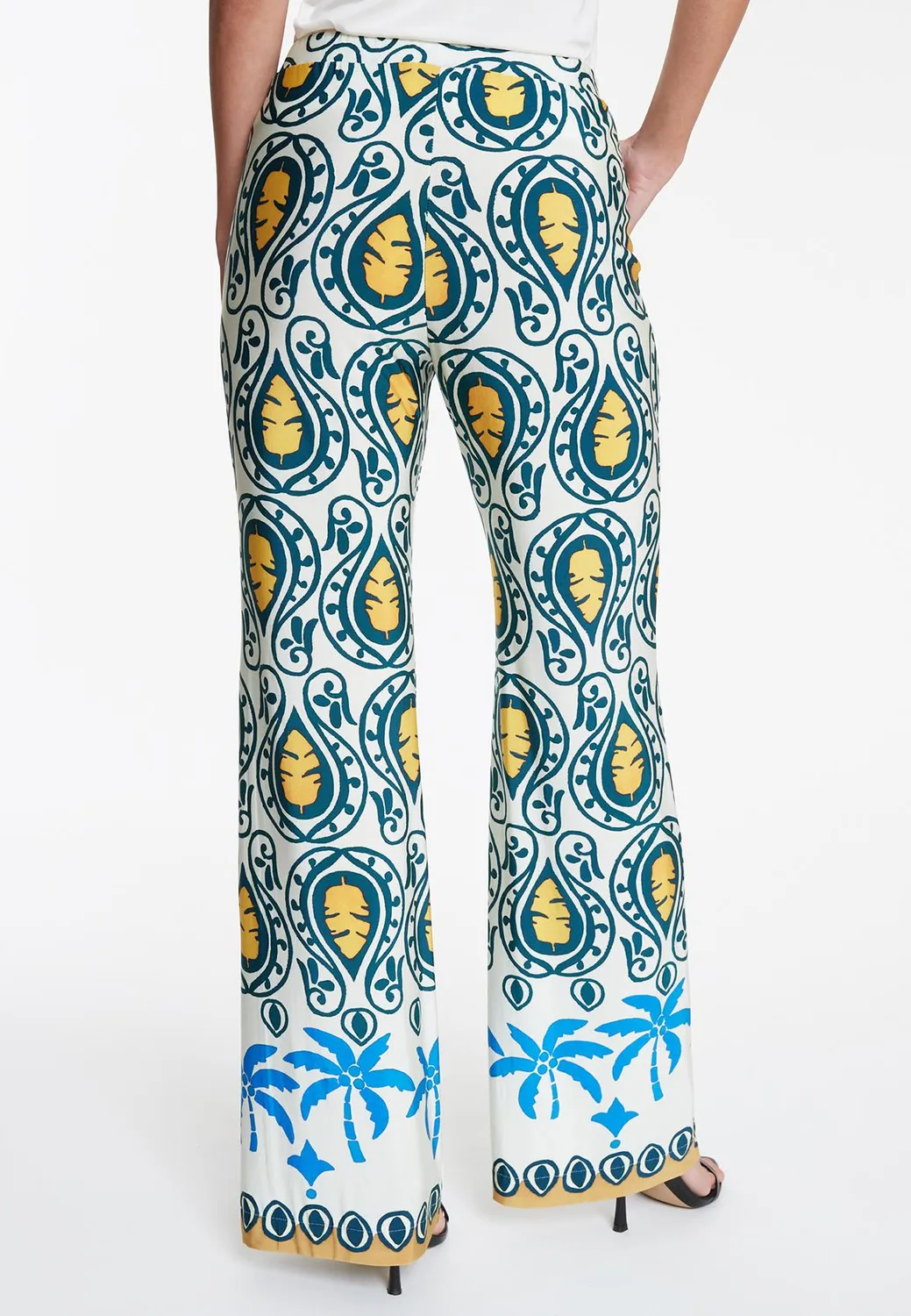 Ana Alcazar Winara pantaloni stampa palme jersey