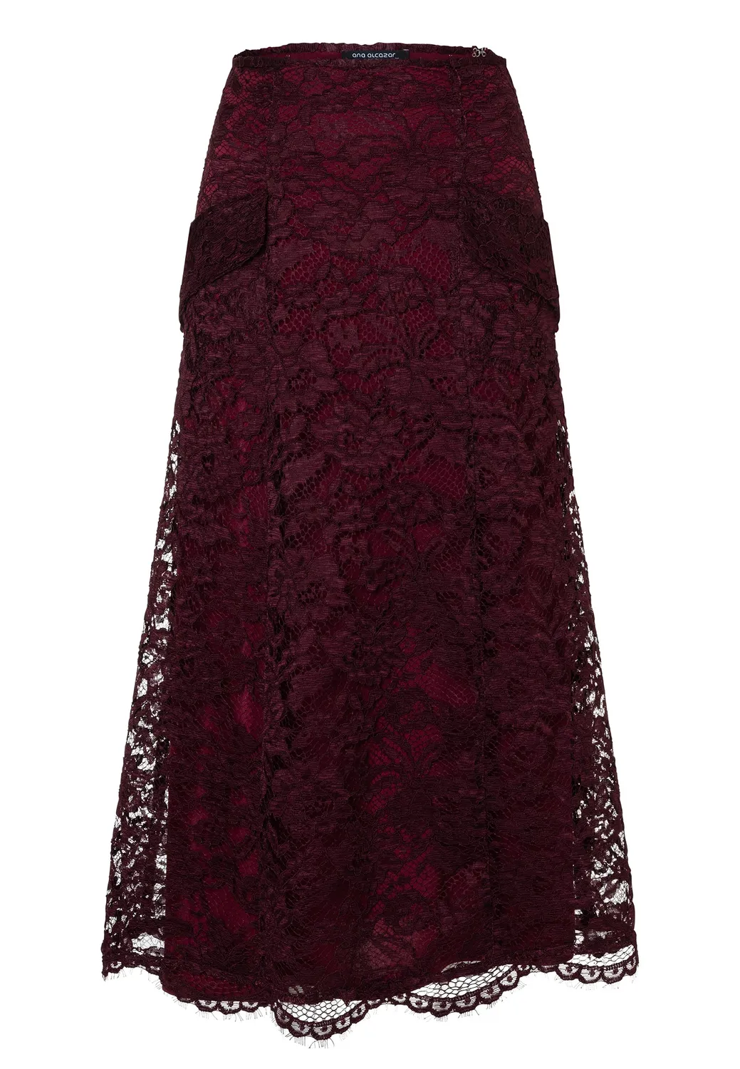Ana Alcazar Enolorea gonna pizzo bordeaux midi svasata