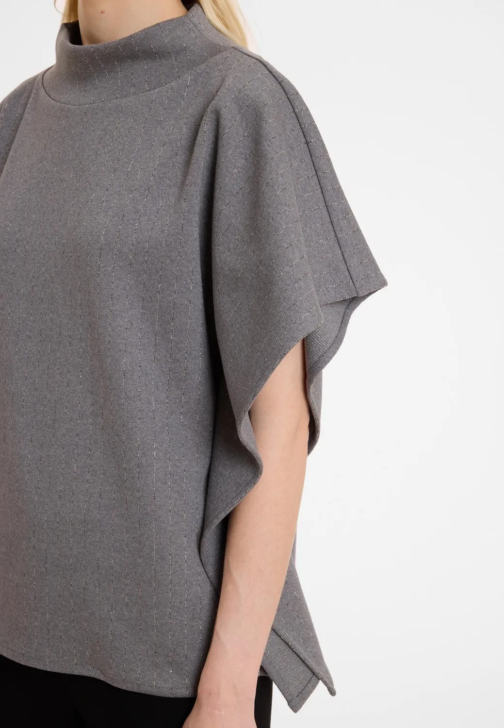 Ana Alcazar Antesa top grigio lurex gessato