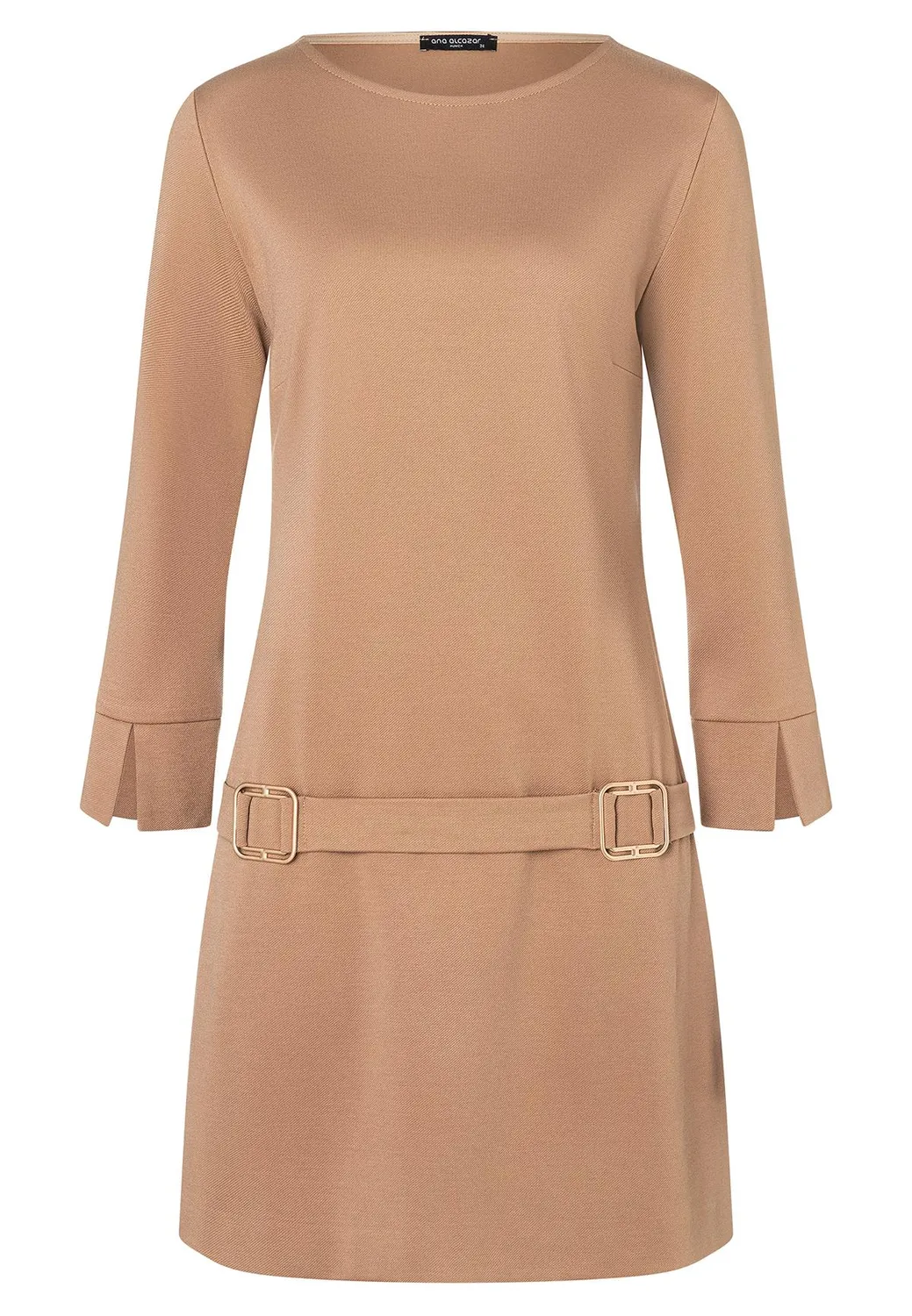 Ana Alcazar Ahasa abito corto beige scollo tondo