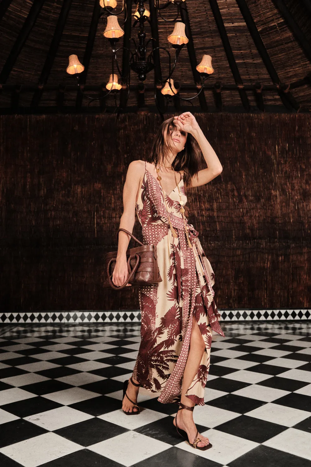 Johanna Ortiz Nouvel Arome abito maxi seta ecru vino