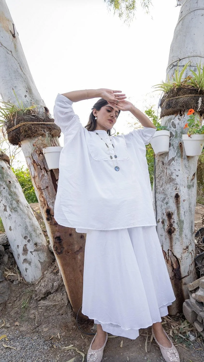 Our Dve Posha top bianco cotone maniche dolman