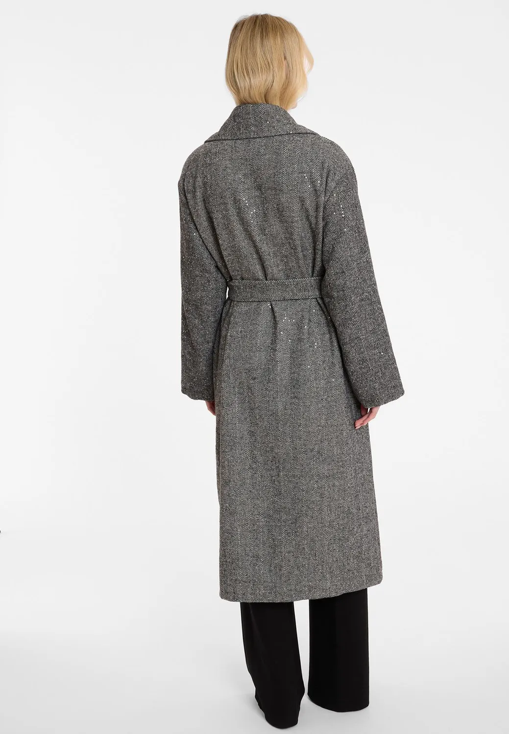 Ana Alcazar Abada cappotto lana spigato nero