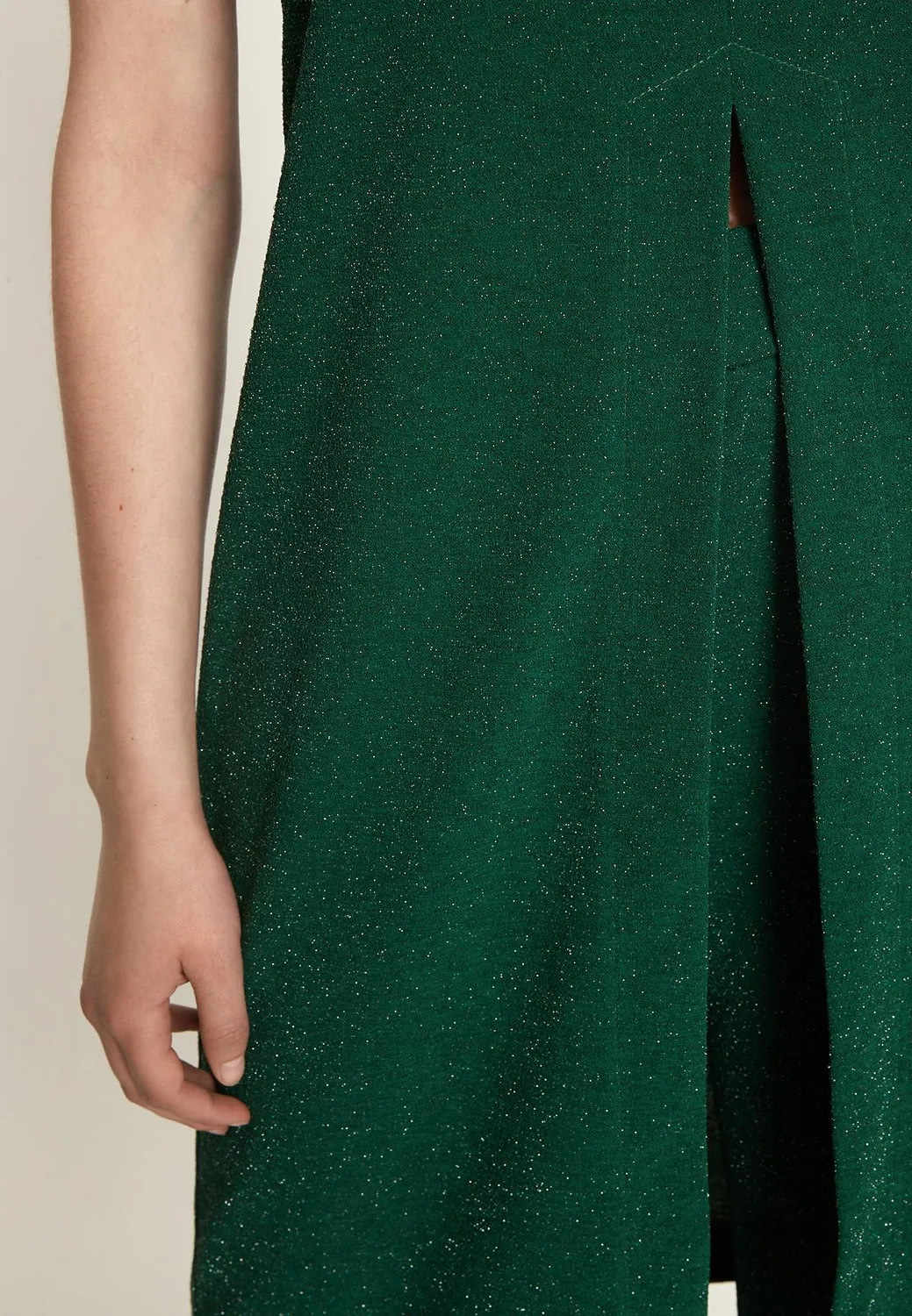 Ana Alcazar Ontara tunica verde lurex scollo a goccia