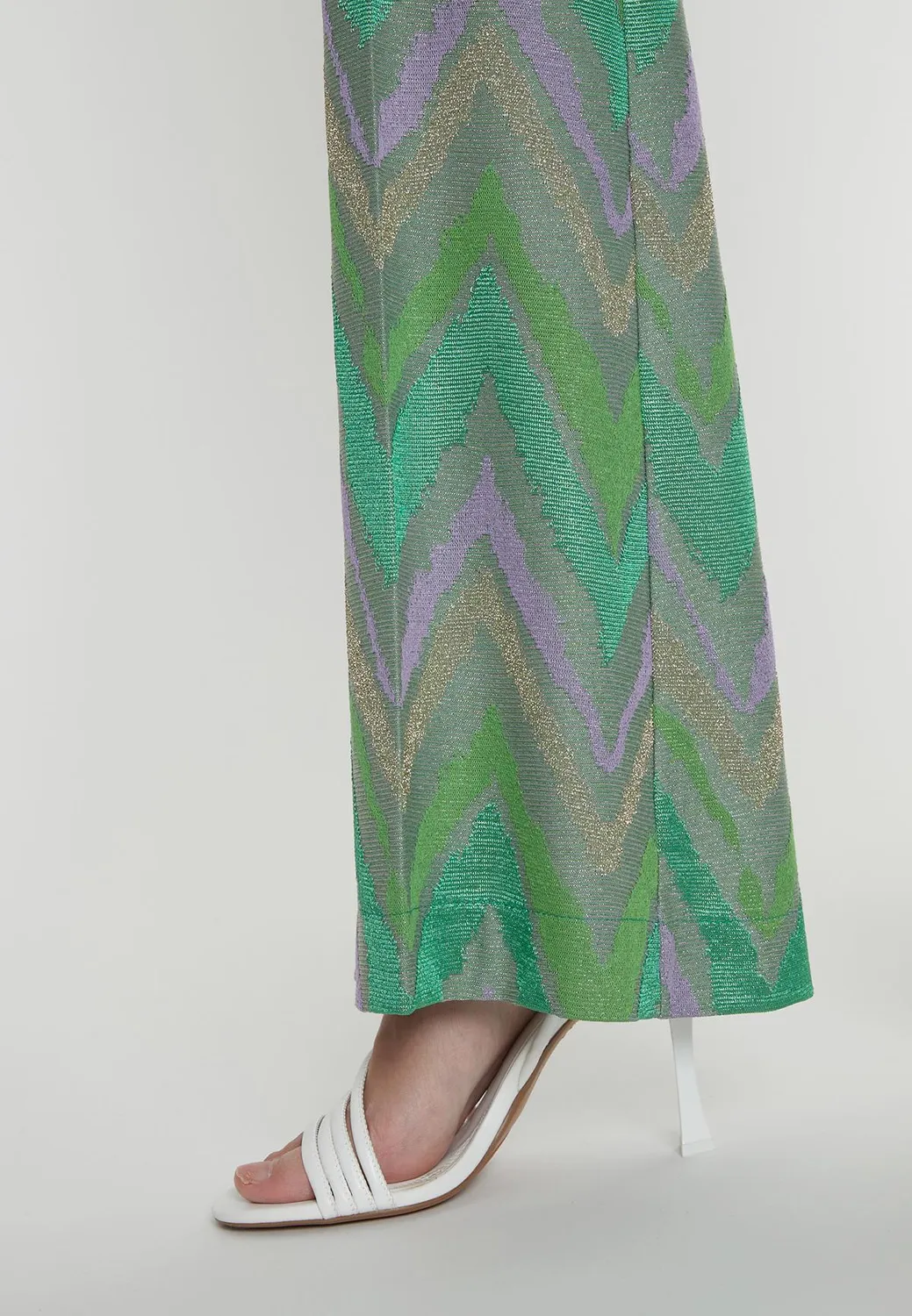Ana Alcazar Pitora pantaloni zampa lurex verde