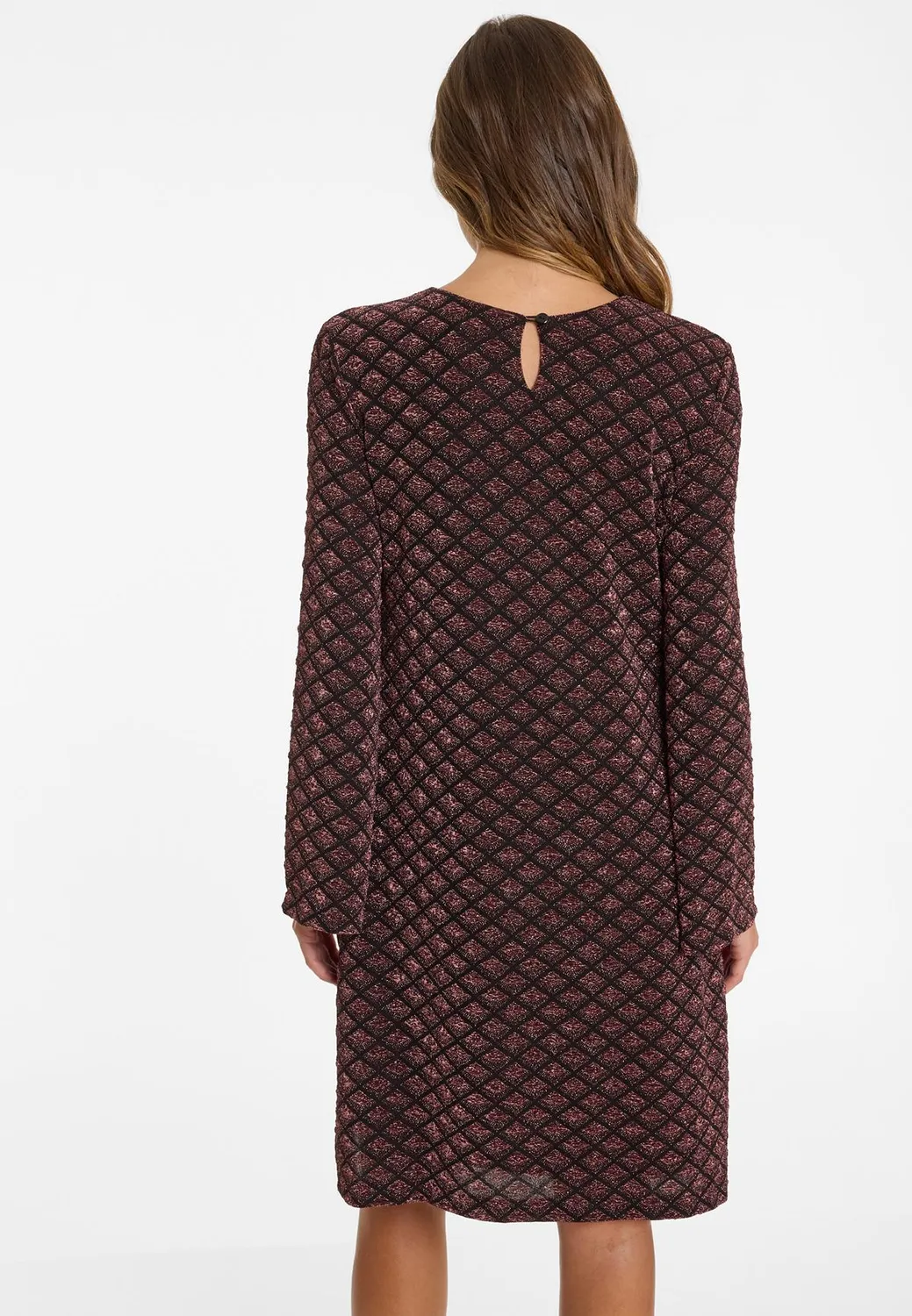 Ana Alcazar Ablira abito tunica rombi bordeaux lurex