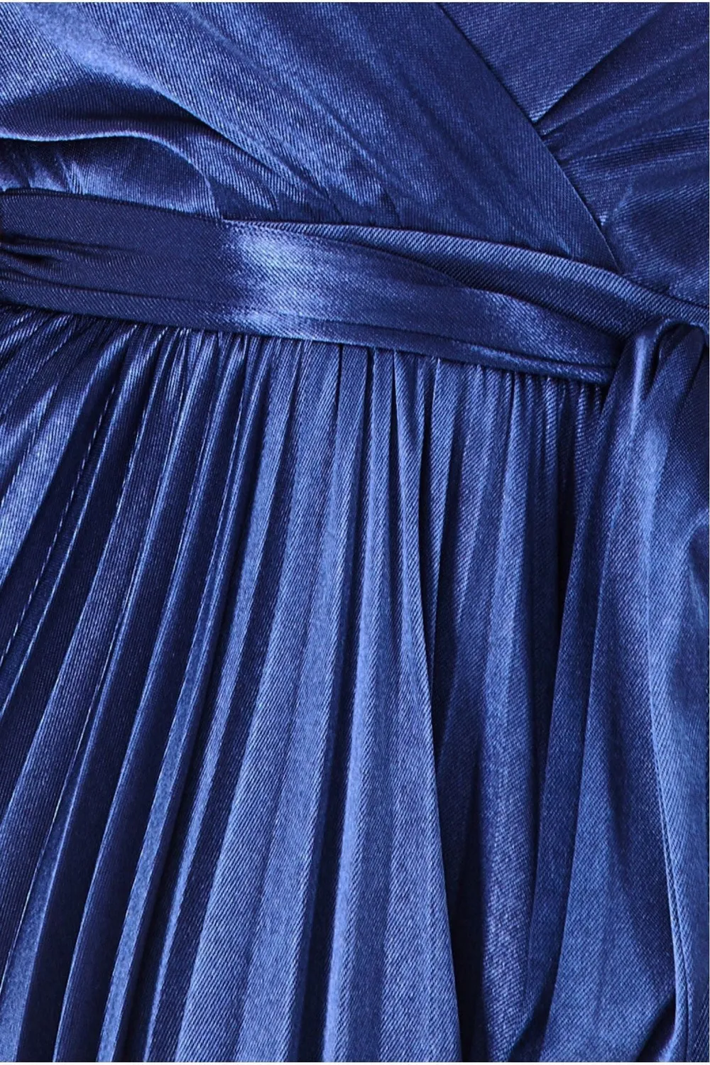 Goddiva DR3921 Satin Abito midi navy plissé incrocio
