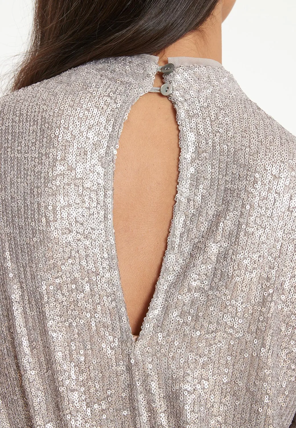 Ana Alcazar Tafina top paillettes argento