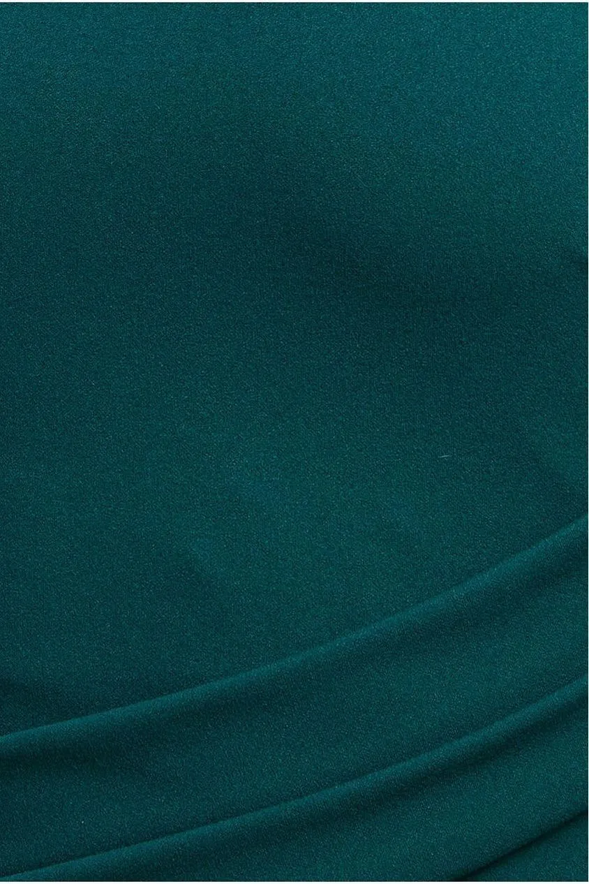Goddiva Asymmetric Diamante abito lungo verde smeraldo sirena
