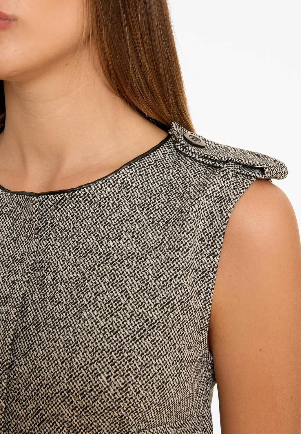 Ana Alcazar Alony Gilet Tweed Grigio con Cintura