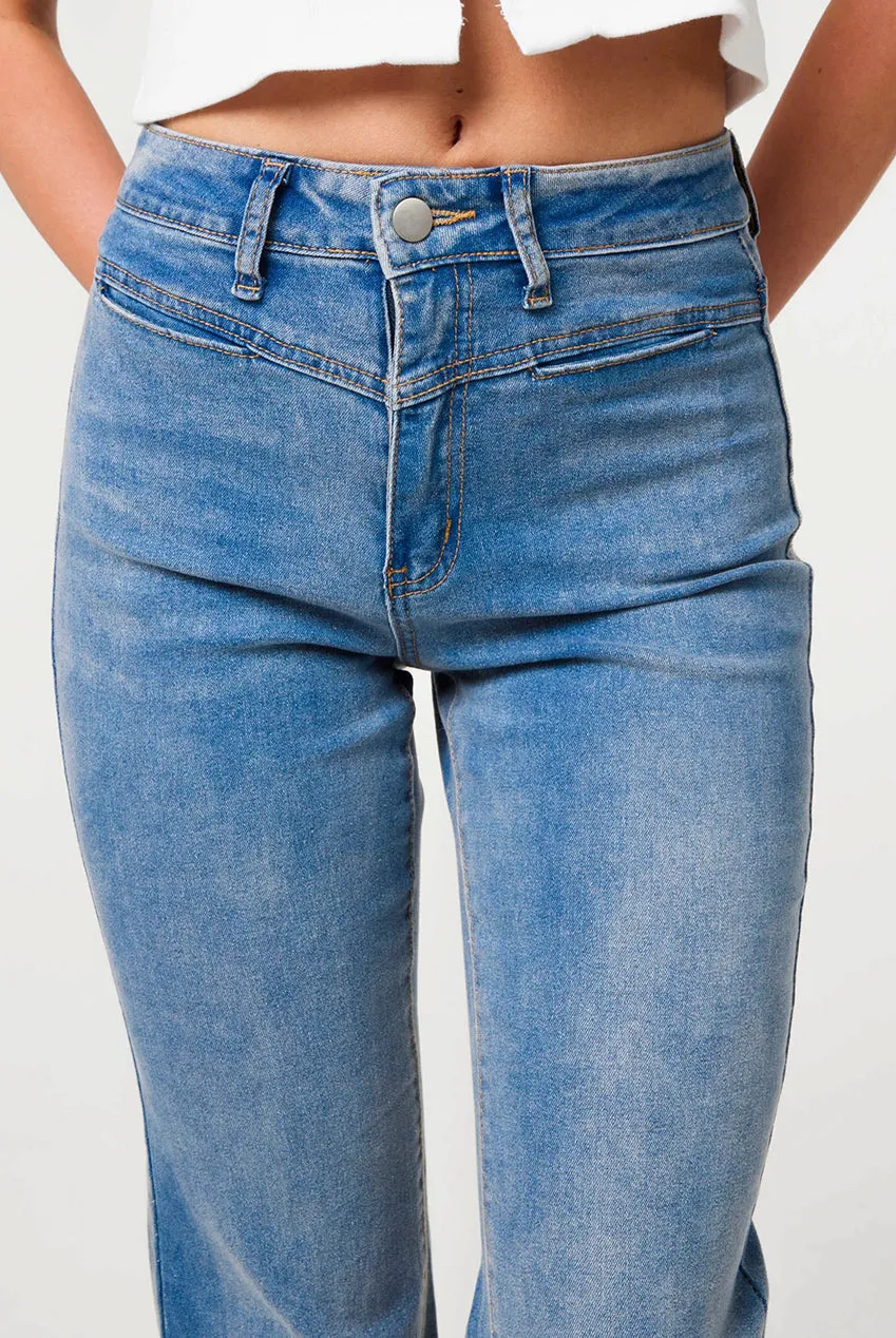 Pink Vanilla Flared Jeans jeans zampa denim blu