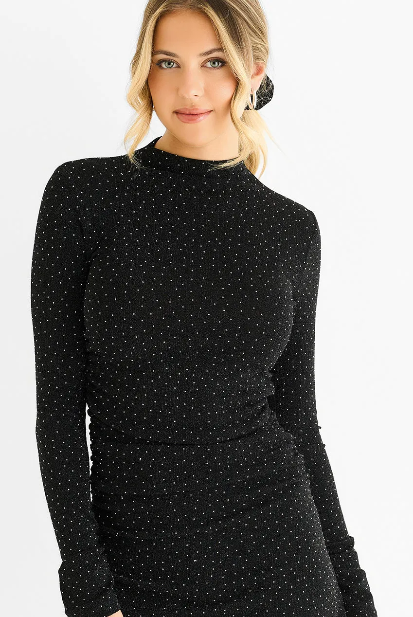 Gini London High Neck Stud abito mini nero