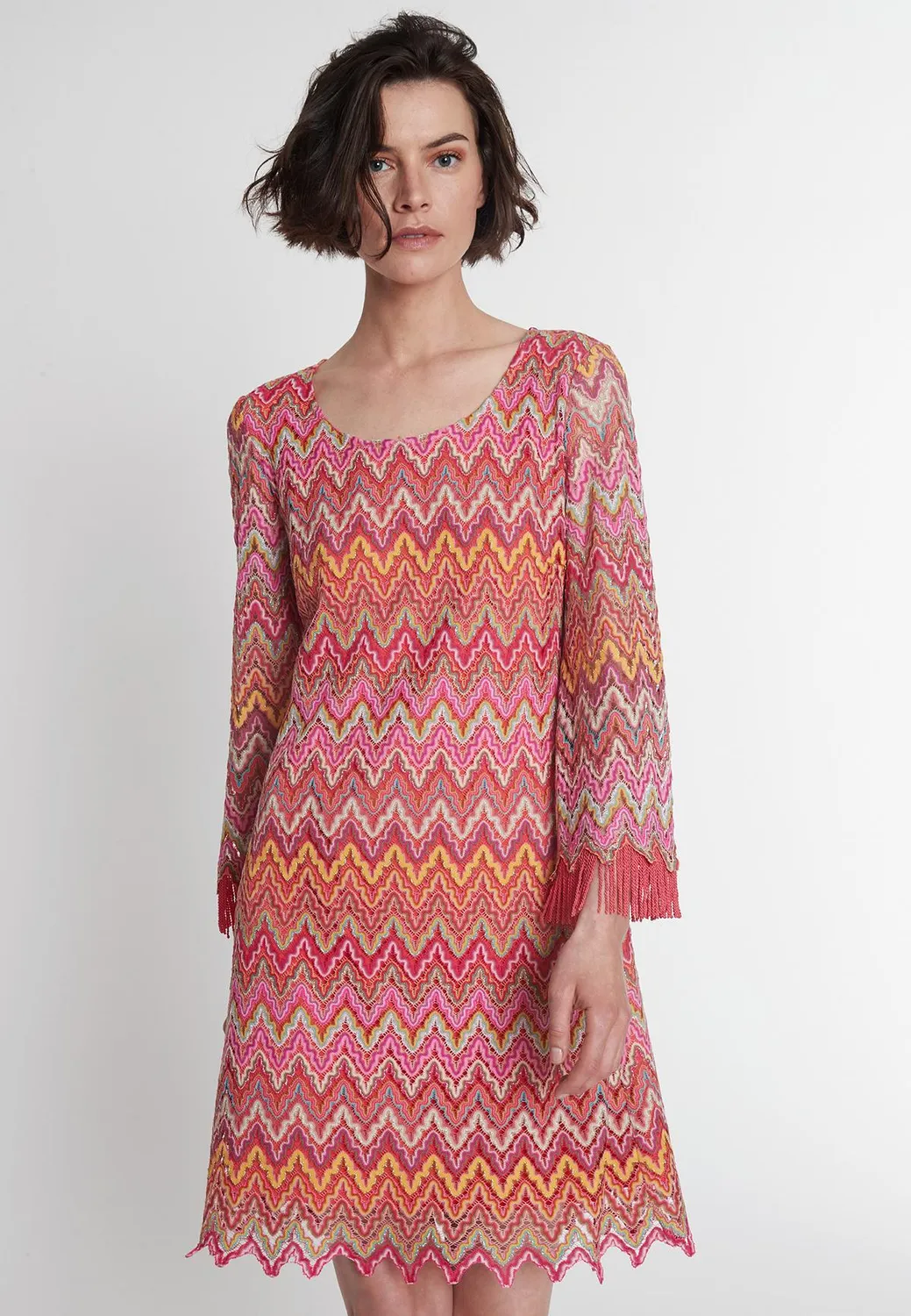 Ana Alcazar Polomi abito knit rosa traforato corto
