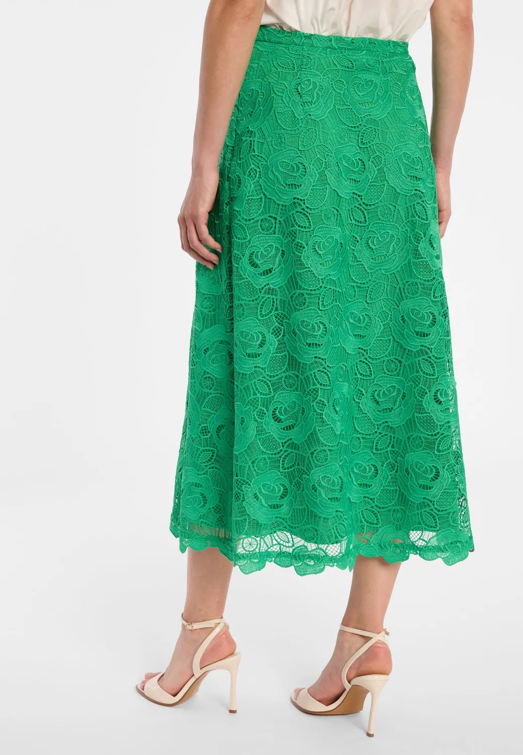 Ana Alcazar Dorni gonna midi pizzo verde