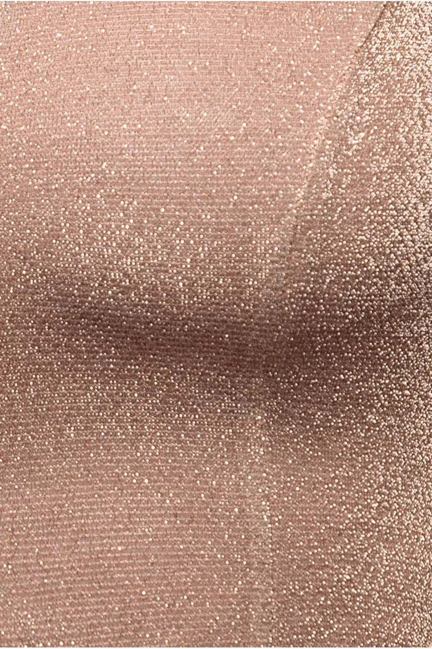 Goddiva Lurex Off Shoulder Abito Nude Corto Davanti lurex