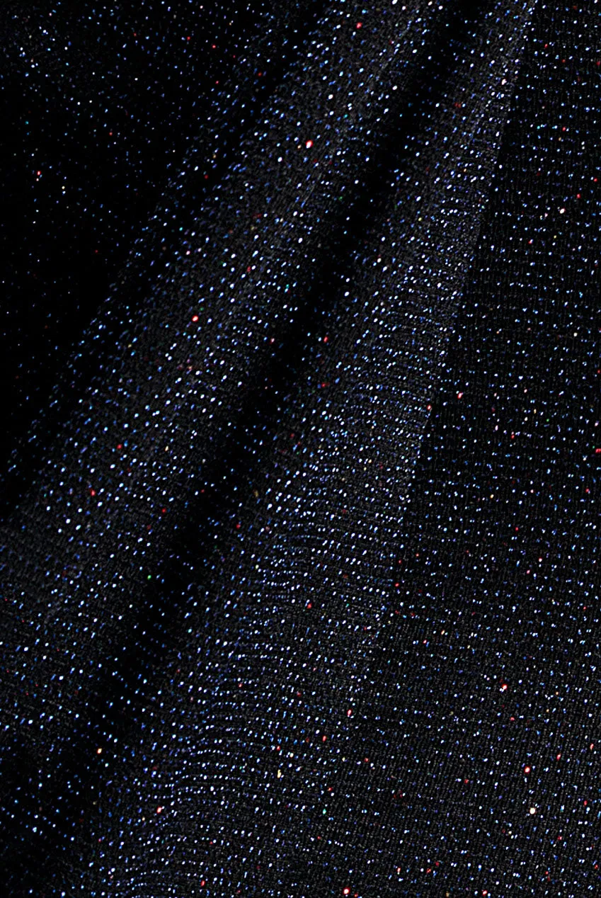 Goddiva Lurex Scollo Profondo Abito Lungo Blu Navy
