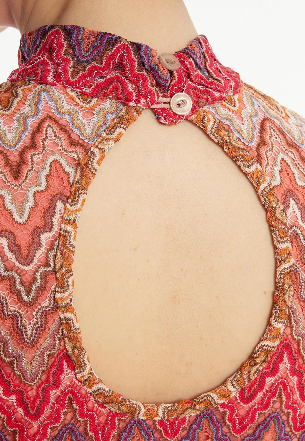 Ana Alcazar Zayara tubino midi maglia zigzag rosso