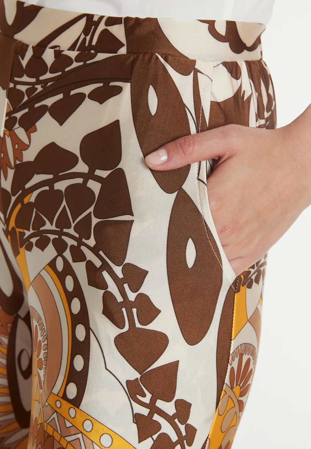 Ana Alcazar Pikila pantaloni jersey stampa marrone