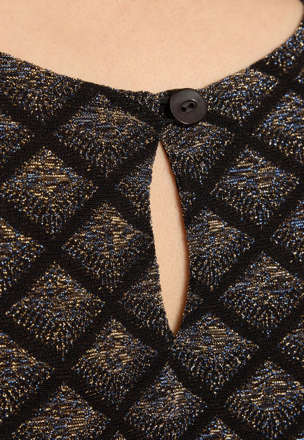 Ana Alcazar Enalux abito lurex nero rombi verde oro