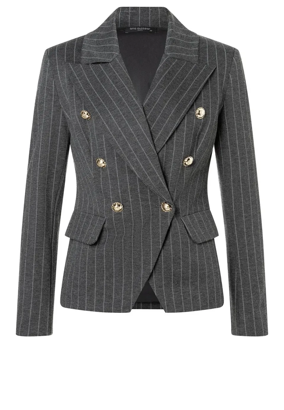 Ana Alcazar Sombea blazer gessato grigio doppiopetto