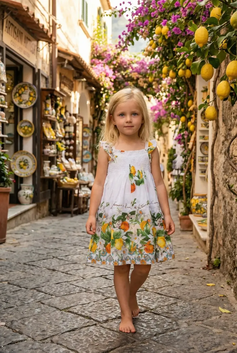 Antica Sartoria FC162 abito bimba bretelle bianco cotone