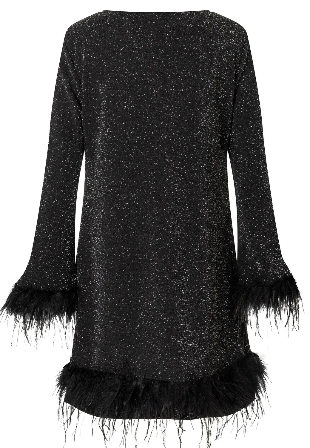 Ana Alcazar Cila abito cocktail nero lurex con piume