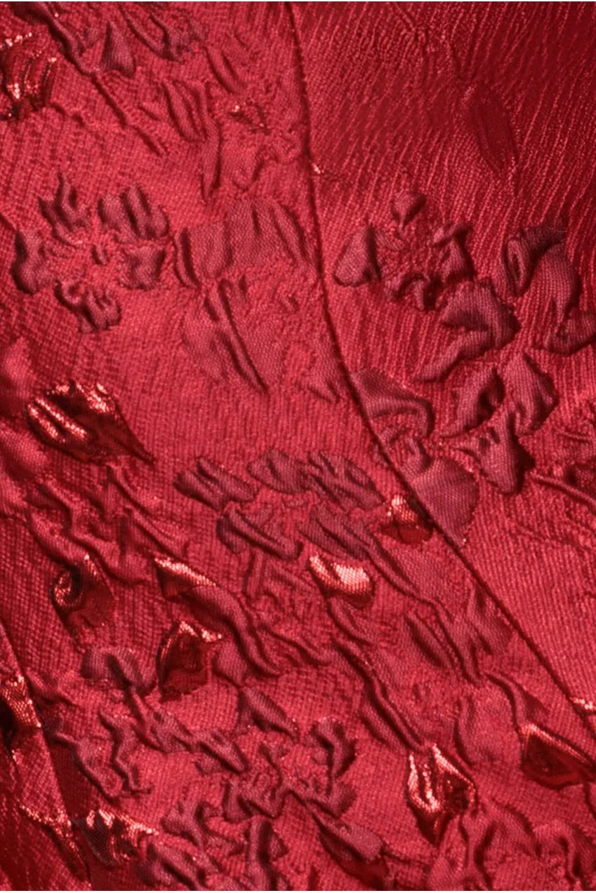 Goddiva DR4163 abito mini rosso jacquard scollo V