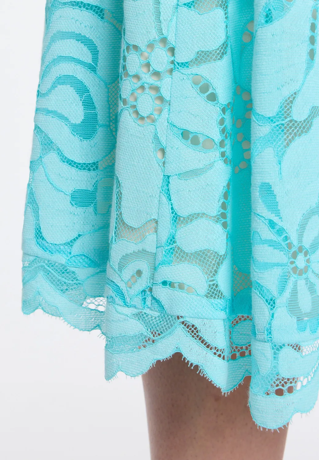Ana Alcazar Duwin abito pizzo midi turchese
