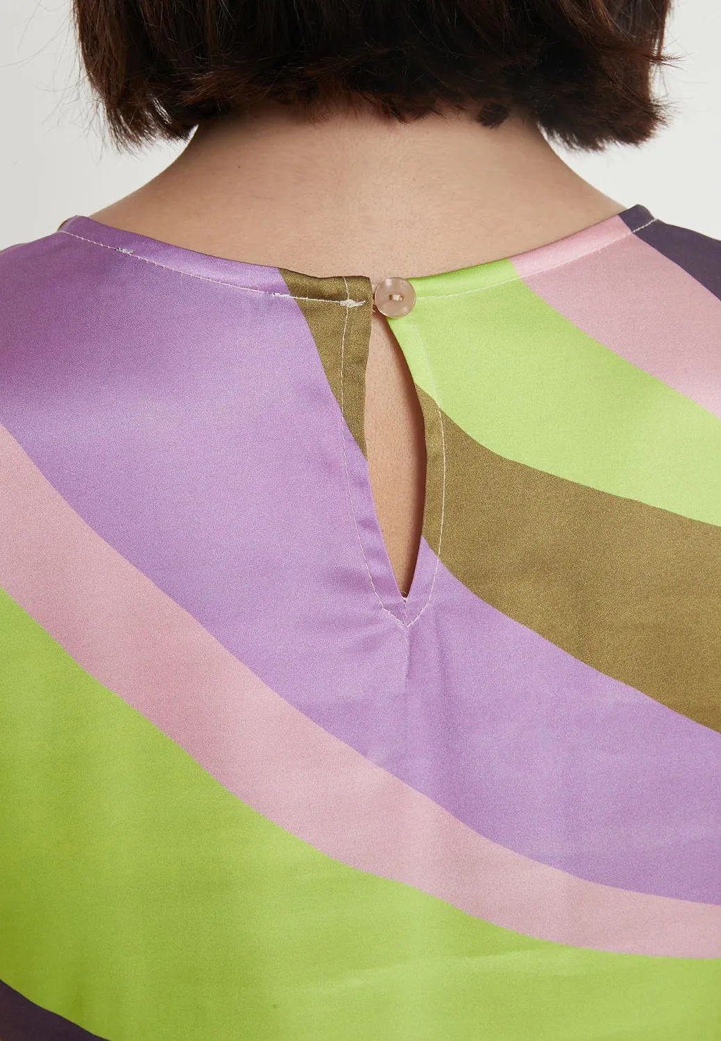 Ana Alcazar Peary mini abito satin foglie pastello