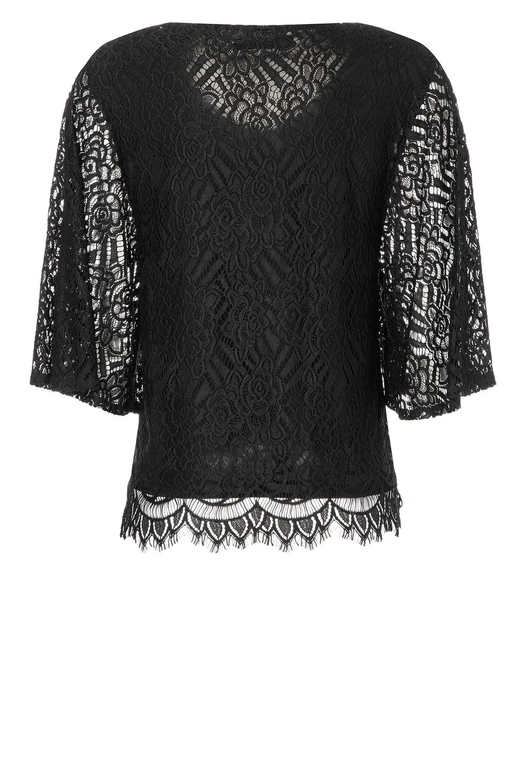 Ana Alcazar Kadabo camicia in pizzo nera scollo V