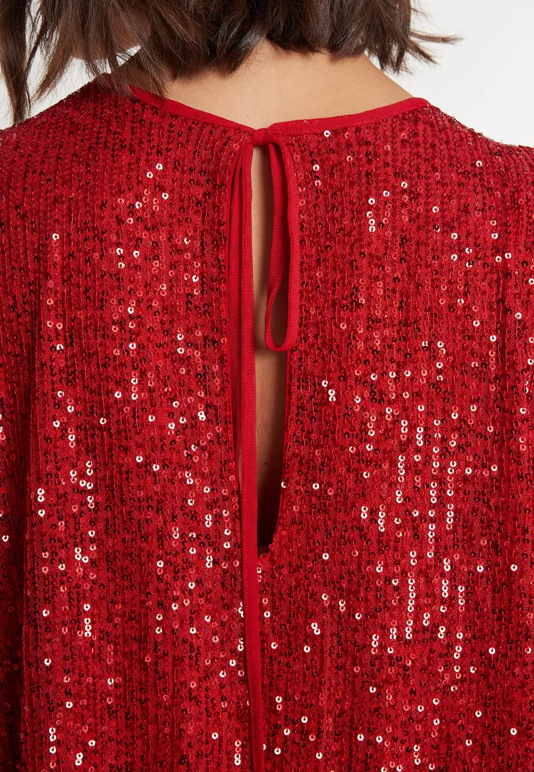 Ana Alcazar Magyla abito paillettes rosso corto