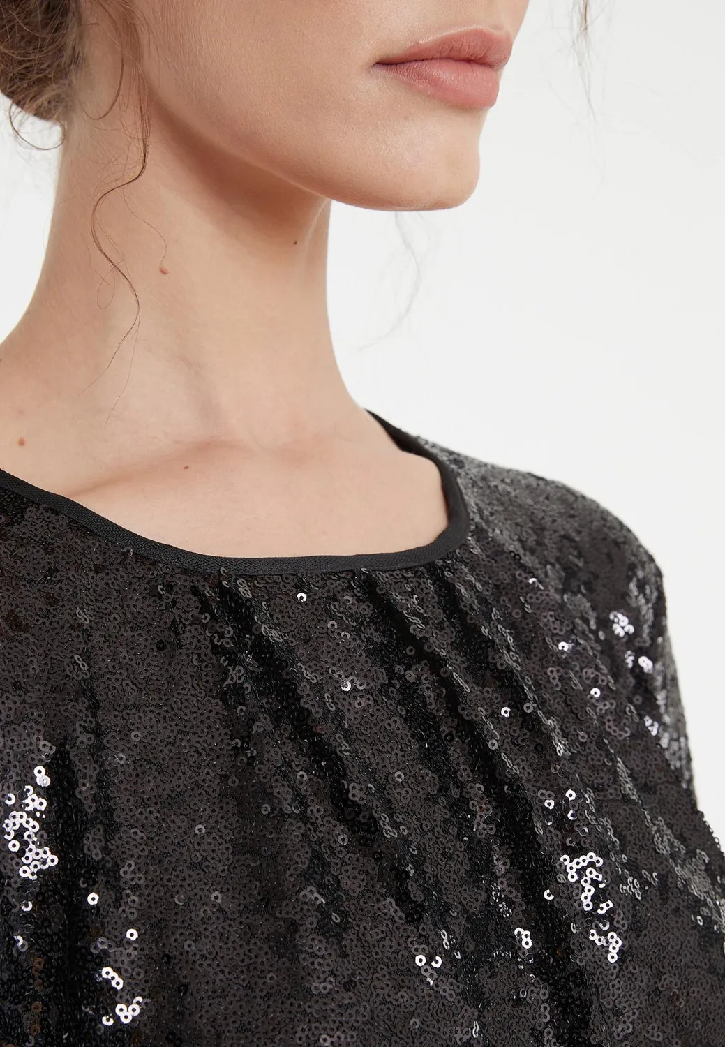 Ana Alcazar Tadya abito paillettes nero corto
