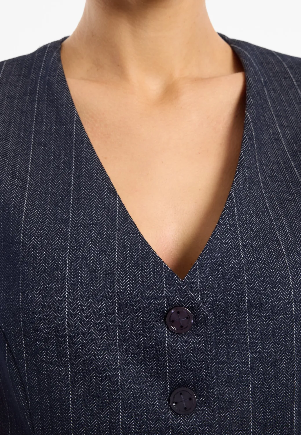 Ana Alcazar Enderlis gilet gessato blu schiena aperta