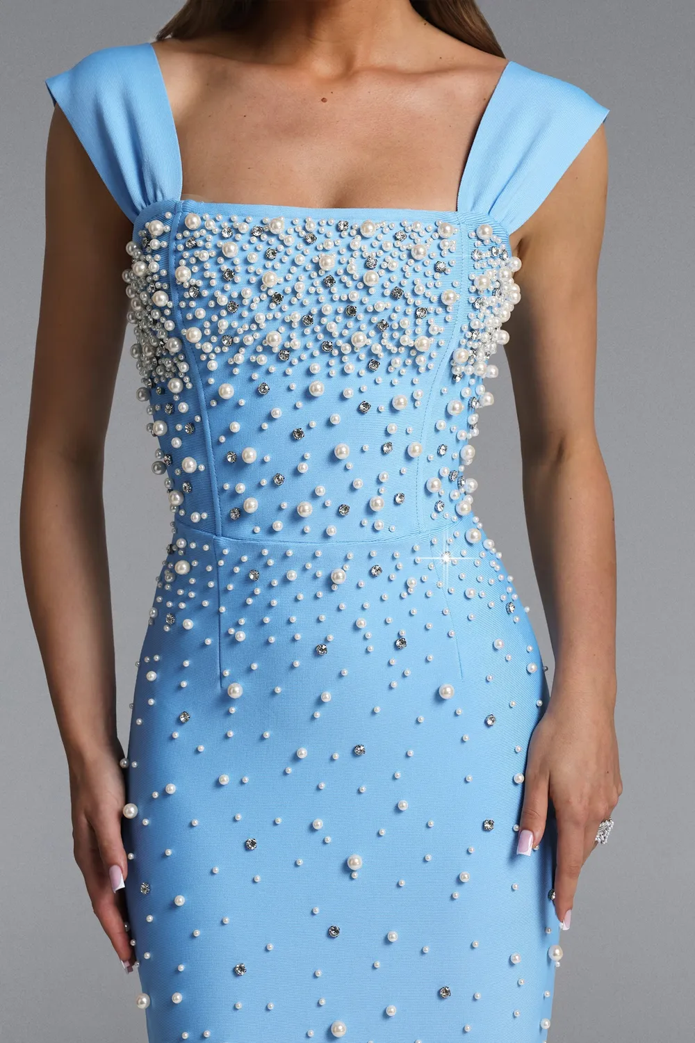 Bella Barnett Vafa abito blu S bandage con strass