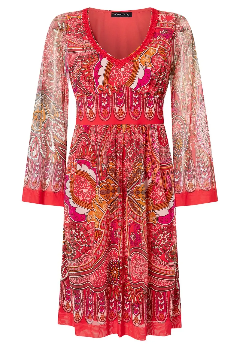 Ana Alcazar Zevila abito impero rosso paisley maniche
